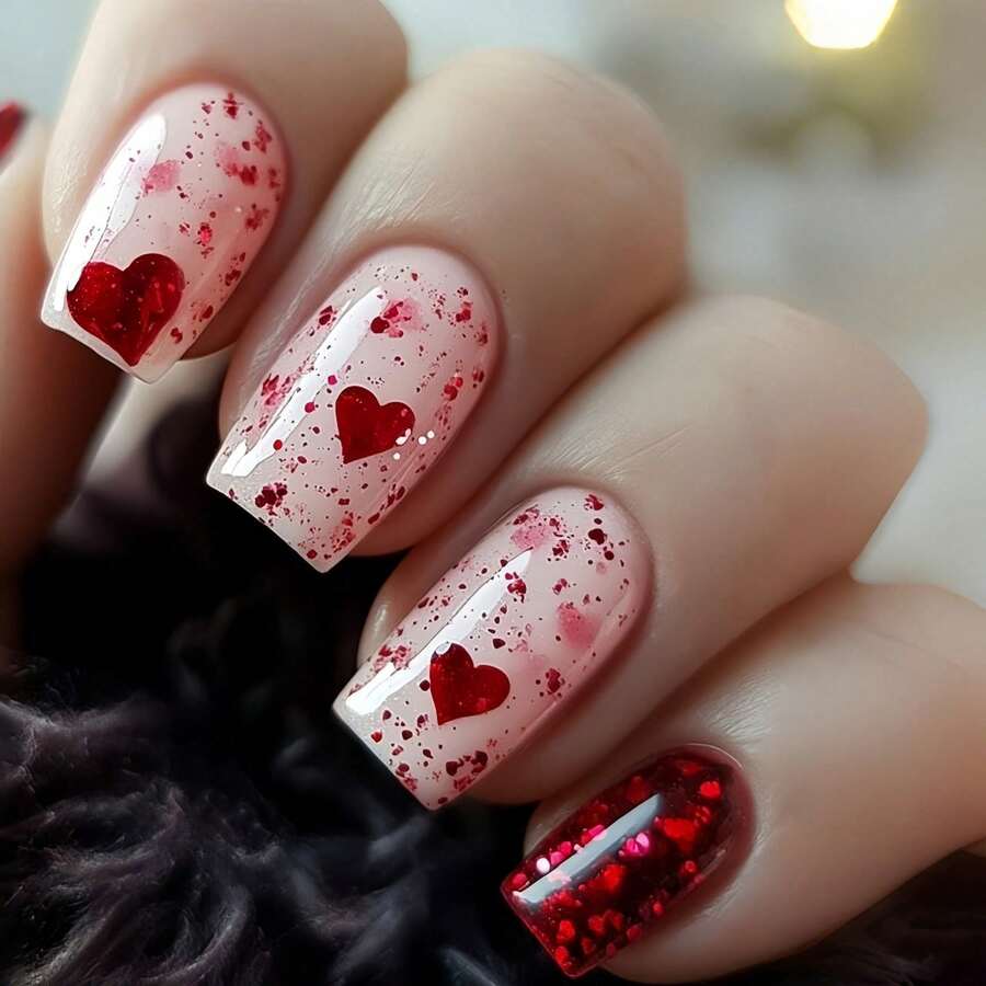 24 Pieces Per Set, Square Non-Damaging Neon Colorful Press-On Nails Abstract Art Print Bold Statement Nails,Daily Wear Luxury Style,Non-Damaging Reusable,Equipped With Nail Polish Stickers Made Of Jelly Glue - 彩色 - 查看 1
