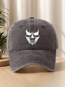 1顶男女通用纯色可调节户外运动休闲恶魔面具棒球帽，适合日常装饰，春/夏/秋/冬皆宜 - B - 查看 18