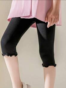 3pcs/Pack Young Girl' Soft & Comfortable White Frill Trim Leggings, Versatile Layering Pants For Spring & Autumn - Multicolor - View 7