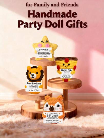 1件手工钩编桌面装饰品，可爱卡通风格钥匙扣，送给闺蜜、姐妹、女友、母亲、祖母的礼物，男女皆宜，传递正能量，创意十足，适合派对、圣诞节、感恩节、万圣节等场合，毛绒玩具装饰，小巧礼物