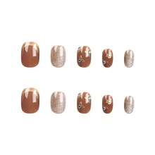 2026hot-Maillard Style Press On Nails - Short Almond Nails In Caramel & Beige Ombre, Simple Neutral False Nails, Classy Brown Manicure Set,  Easy Glue On Nails - JP2985 [Bao gồm bộ dụng cụ đeo được] - Xem 5