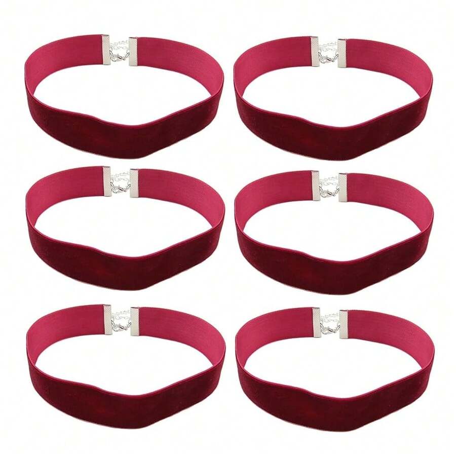 12pcs 1 Inch Width Wine Chokers Vintage Necklace For Women With Extension (XL-1019-2) - 2.54公分-12個-有捲邊 - 查看 1