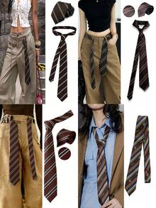 1 chiếc thắt lưng/cà vạt màu nâu cho nữ, kiểu đồng phục học sinh, phụ kiện hoàn hảo cho đồng phục thủy thủ. Thiết kế sọc mảnh, phù hợp cho trang phục thường ngày, những chuyến đi cuối tuần, hẹn hò, du lịch trường học, chụp ảnh đường phố và nhiều dịp khác. Một phụ kiện thời trang và đa năng, cũng là lựa chọn lý tưởng để trang trí Giáng sinh. - Nhiều màu - Xem 1