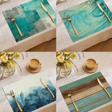 Bộ 4/6 tấm lót bàn ăn nghệ thuật trừu tượng hiện đại, phong cách mùa hè, màu trà, vân gỗ mộc mạc, tranh sơn dầu phối màu tương phản, bảo vệ mặt bàn, thích hợp cho nhà bếp, phòng ăn, đám cưới, trang trí ngày lễ, trang trí phòng, trang trí không gian, kích thước 18*12 inch/45*30 cm - Nhiều màu - Xem 2