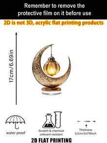 2D plano, decoraciones acrílicas elegantes de Eid - forma de media luna clásica, adecuadas para Ramadán y celebraciones islámicas, decoración del hogar y la cocina para fiestas, decoraciones de Ramadán | Decoración de patrones complejos | Estética tradicional, adecuada para 11 festivales Accesorios de escritorio de oficina Accesorios de escritorio Suministros de oficina Decoración de oficina - vistoso - Ver 3