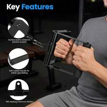 Universal Iron Rowing Machine Handle Attachment With 360° Rotating Grip – Heavy Duty Cable Machine Handle For Lat Pulldowns, Rows, And Strength Training - Black - View 3