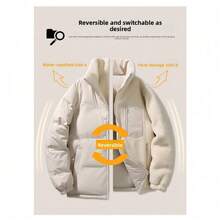 Abrigo de Invierno para Hombre, Mujer y Unisex, Forro Polar, Doble Cara, Chaqueta Gruesa y Cálida de Algodón, Cuello Alto, Cortavientos, Ropa de Abrigo para Clima Frío. - Verde - Ver 3