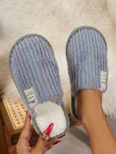 Plush Slip-On Slippers For Indoor Home Use, Unisex Couple Fuzzy Slide Sandals, Women Fluffy House Slippers, Autumn/Winter