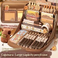 33pcs/226pcs/127pcs/47pcs Capybara Stationery Set, Cute Capybara Pencil Case, Multi-Layer Student Pencil Box, Includes Stickers, Keychains, Brooches, Gift Set - Multicolor - View 18