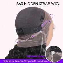 ZHENDEFA 360 Degree Full Head Top Invisible Wavy HD Transparent Lace Front Hairline No Glue Drawstring 360 Degree Front Hair Wig, 200 Density For Women - SNatural - View 12
