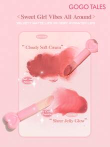 GOGO TALES GOGOTALES 双色唇膏，灵感源自耳机，持久滋润，不褪色，镜面光泽唇彩，哑光丝绒唇釉，唇膏，适合约会和通勤上班。 - G01# Dream Whisper - 查看 6