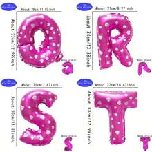 1pc, Pink Print Heart Printed Pink English Letter A-T Aluminum Film Balloon 16", For Birthday Celebration Anniversary Event Celebration Decoration Aluminum Film Balloon - Pink - View 7