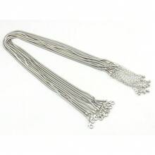 10PCS Rhodium Color Copper Snake Chain Necklace 16 Inch With 2\ Extension Chain (2.5MM, XL-1000) - 2.5毫米-10顆-鍍銠色 - 查看 1