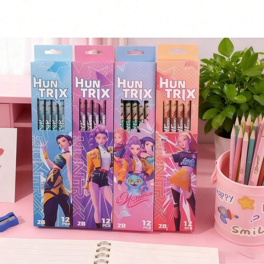K-POP Inspired Pencils, Exquisite Idol-Related Prints, Smooth Writing Experience, Durable Wooden Material, Must-Have Stationery For K-Music Lovers - Multicolor - View 1
