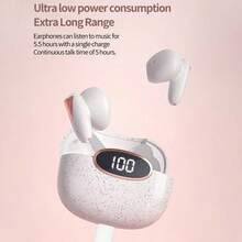 PANDA TS71 Wireless Bluetooth Earbuds, TWS White Headphones, Noise Cancelling Earphones, Digital Battery Display, With Microphone, HD Call, Sports Mini Earphones - White - View 3