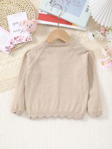 Áo khoác cardigan dài tay cài cúc, mỏng nhẹ, họa tiết hoa, dành cho bé gái sơ sinh. - Màu Khaki - Xem 6
