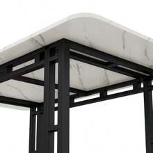 Lightweight And Luxurious Dining Table, 140 X 80 Cm (1 Piece), Metal Frame, Rectangular Table, Modern Kitchen Table With Metal Legs For Dining Room/Living Room, Black Table Legs