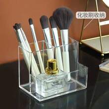 三格透明亚克力笔筒，简约桌面收纳盒，适用于办公室、学校、化妆刷等。 - 無色 - 查看 5