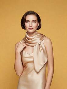 Women 100% Large Mulberry Silk Scarf Long Satin Scarf Fashion Lightweight Wraps - Multicolor - View 2