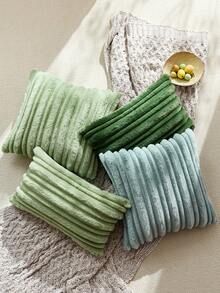 1pc Thick & Thin Rabbit Fur Decorative Throw Pillow Cover, Jacquard Rabbit Fur Front, Plush Velvet Reverse, Square Cushion Cover, Holiday Home Decor Pillow, Soft & Comfortable Velvet Fabric, Modern Decor For Sofa, Bedroom - Pastel Green - View 9