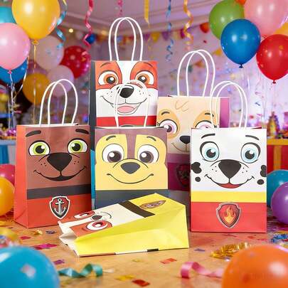  1pc/5pcs Paw Patrol Collectible Paper Bags, Paw Patrol Gift Bags, Random Style & Color, Random Character Delivery (Rubble, Chase, Rocky, Zuma, Skye, Everest, Tracker, Tuck, Ella, Rex, WildCat, Liberty), Mini Portable Shopping Bags, Suitable For Boutiques, Wedding Parties, Birthday Parties, Gift Bags, Bridesmaids, And Graduation