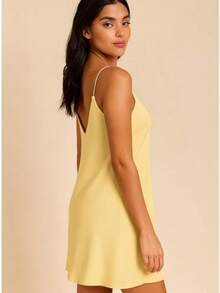 Women's Short Dress With Straps – Lightweight, Flowy Dress / Summer Dress / Short Dress - 奶油黃 - 查看 1