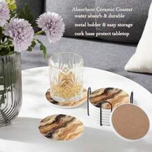 Coasters - Dark Brown Mixed Wave Marble - View 2