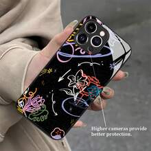 Estuche para teléfono con patrón abstracto floral colorido Compatible con estuches para teléfonos   17  17 Pro  16 Pro Max  15 Pro Max  14 y  13 Hecho de material TPU duradero, resistente a caídas y elegante Un regalo perfecto para familiares, amigos y seres queridos y un excelente regalo para cumpleaños, San Valentín y Año Nuevo - Negro - Ver 5