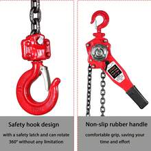 Polipasto de Cadena Manual de 725 kg y 3 m, para Astilleros y Almacenes - Rojo - Ver 3