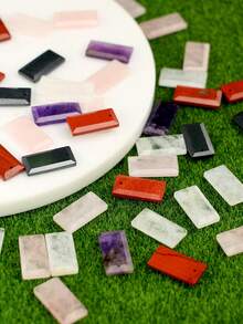 Faceted Natural Stone And Crystal Rectangular Three-Dimensional Charms For Jewelry Making.13*25mm Stone Charms For Necklace Earrings And Bag Charms.DIY Festive Gift Creations - Multicolor - View 6