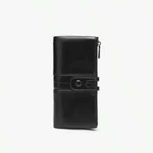 Women's Long Wallet Oil Wax Leather European And American Anti-Theft Multi-Card Clutch Purse, Large Capacity Thin Wallet - Multicolor - View 10