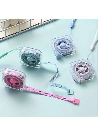 2m/6ft 귀여운 미니 접이식 줄자, 휴대용, 선명한 표시, 재봉, 가정, 허리, 가슴, 키 측정에 적합, 닦을 수 있는 투명 쉘, 미니멀리스트 스타일, 내구성, 야외 여행 측정, 개학 문구, 학습 측정 도구