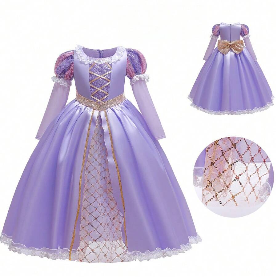 Jasmine Princess Cosplay Outfit, Princess Cosplay Dress, Children's Carnival Costume, Carnival Dress - Màu tím hoa cà - Xem 1