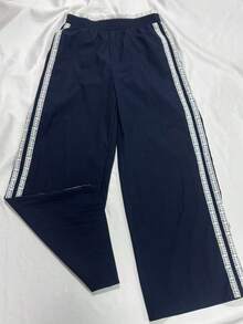 美式街头风宽松拼接条纹休闲运动裤，小码 - 藏蓝色 - 查看 6