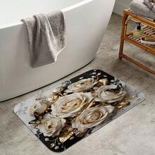 1pc/3pcs/4pcs Elegant Platinum Floral Multi-Function Bathroom Decor Shower Curtain Set, Free 12 Hooks Included, Luxury Holiday Vibe, Bathroom Mat, U-Shaped Mat And Round Toilet Mat, Suitable For All Scenarios - B - View 11