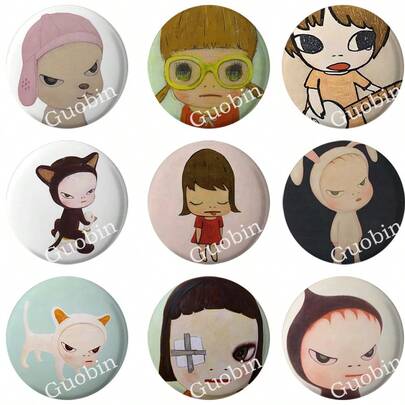 Huy hiệu nghệ thuật Pop Art Nara Yoshitomo 58mm, phụ kiện ba lô, quần áo, trang sức, ghim cài tròn hoạt hình, quà tặng sưu tầm dành cho người hâm mộ