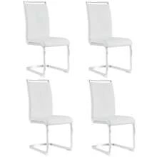 2 Dining Chairs, Polyurethane Seat, Rattan Backrest, Living Room Chair, Bedroom Chair - White - View 11