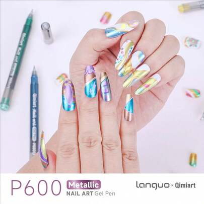 Languo 12-Color Nail Art Markers, Classic Nail Art Pens, Nail Art Painting Pens, DIY Nail Highlighter & Outline Pens, Nail Art Markers, ABS Nail Art Marker Set