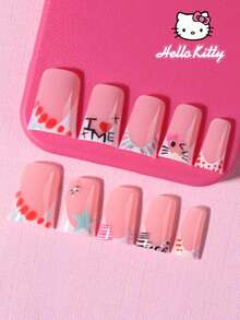 SANRIO Bộ 24 móng giả kiểu Pháp màu trắng và họa tiết da báo, dáng vịt Y2K, với các chi tiết 3D dễ thương, ngọc trai, trái tim, nơ, sao và chấm bi, phong cách ngày Valentine, vừa vặn hoàn hảo, bao gồm 1 lọ keo dán và 1 dũa móng, thích hợp cho phụ nữ và bé gái sử dụng hàng ngày và dự tiệc. - Xem 3