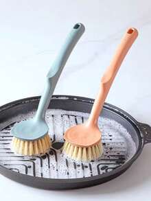 1个长柄锅刷，厨房清洁刷，适用于锅碗瓢盆，不刮伤且不粘锅 - 淺藍色 - 查看 4