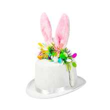 Easter Women Top Hat, Colorful Cute Bunny Ear Hat Sequins Tinsels Jazz Hats Wide Brim Hat - 白色 - 查看 2