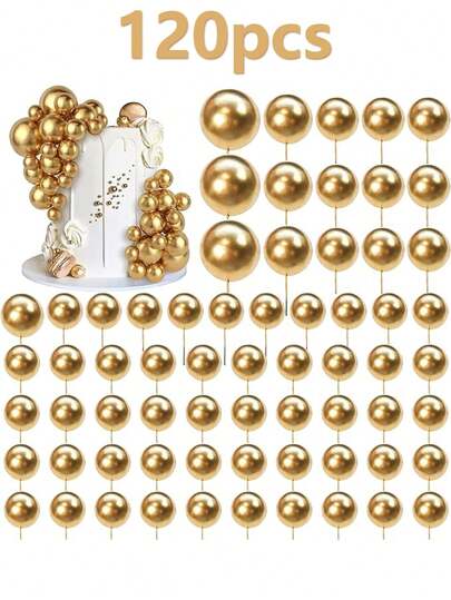 120pcs Mini Cake Decorations, Foam Ball DIY Cake Decorating Picks, Suitable For Birthday, Wedding, Christening, Anniversary Cakes, Valentine's Day, New Year, Spring Festival, Halloween, Christmas Decorative Balls, Wedding Food Decorations, Christmas, Back To School Party Baking Decoration Set, Wedding Guest Favors