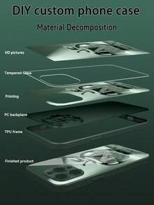 1pc Customizable 26 Letters & Name Design With Fashionable Green Metal Apple Pattern Tempered Glass Material Phone Case Compatible With Iphone17 ProMax/17Air/16 ProMax/15 Pro/14 Plus/13 Pro/12 Pro Max/11/Xs Max/8/7/6 Plus, S24 Ultra/S25 Ultra/A12, High-End Business Custom, Best Gift For Boyfriend, Girlfriend And Family,International Version, Not The Domestic Version - Green - View 4