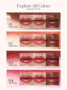 JOOCYEE MEGACLOUD TINT OIL Fermented Color Tinting Oil, Mirror-Like Glossy Lip Gloss, Non-Stick, Waterproof Lipstick, Nude Color, Moisturizing Lip Balm For Autumn/Winter - #02 Citrus Glaze - 查看 4