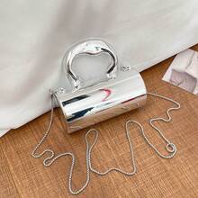 1pc Multicolor Glossy Holographic Leather + Metal Chain Mini Crossbody Bag, Lockable Closure, Style For Girls, Suitable For All Seasons - Multicolor - View 15