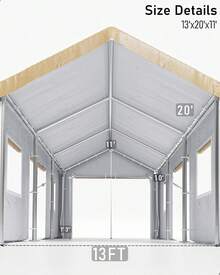 Amarillo Cubierta de Carport Impermeable y Resistente a los UV de 4x6 m, para Exteriores Solo la tela del techo - Amarillo - Ver 3