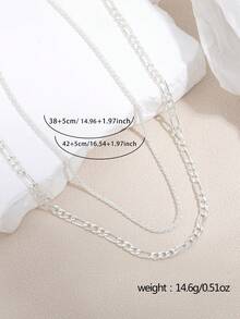 2pcs/Set Fashionable Women Silver Caterpillar Chain Necklace Jewelry Accessory - Silver - View 6