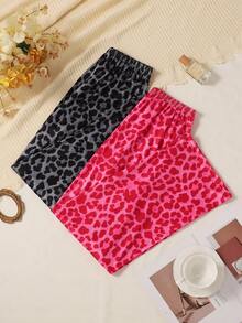 Y2K复古版美式街头风豹纹睡衣套装，舒适透气宽松睡裤，女士款 - 彩色 - 查看 3