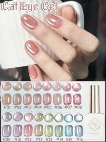 12毫升春季时尚美甲冰透明蓝粉橙玻璃珠猫眼凝胶指甲油超闪美白流行百搭美甲沙龙家用DIY美甲用品情人节 - 彩色 - 查看 2