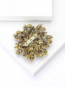 1pc Fashionable Crystal Flower Brooch, Suitable For Women's Daily Wear, Gift For Valentine's Day, Mother's Day 96LZ MBMG - 水鑽花 - 查看 9